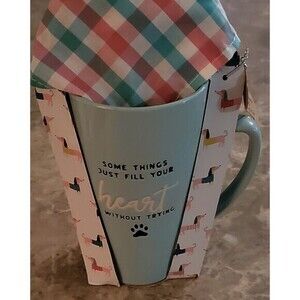 NEW Some things just fill‎ your Heart Tall Dachshund Mug With Dog Bandana